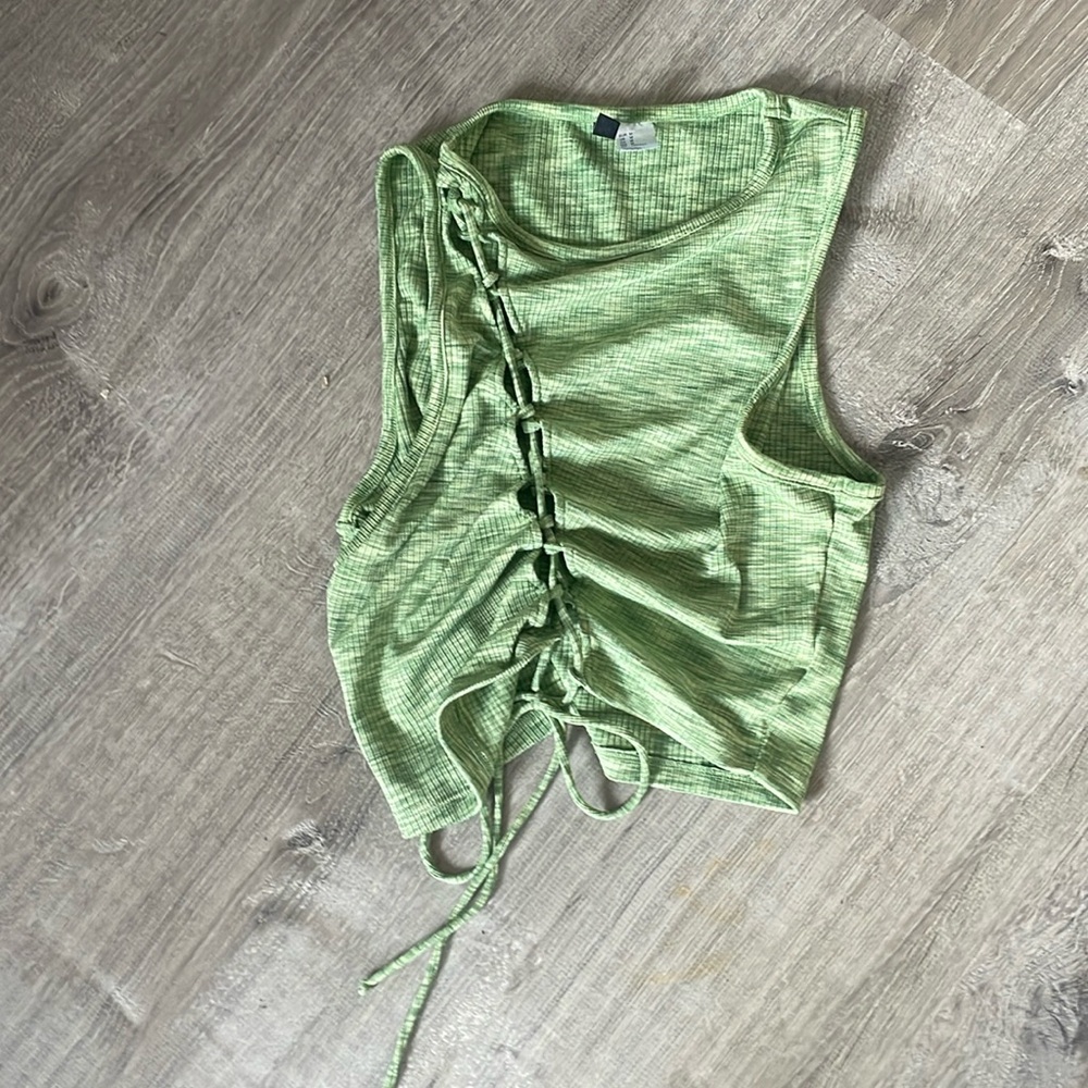 Medium Green Strappy Divided Crop Top